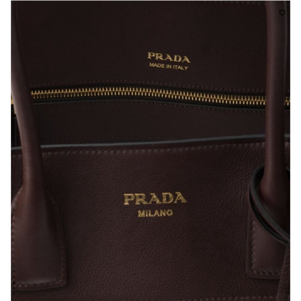 PRADA Large leather tote bag Briarwood Chocolate Brown Leather - Picture 4 of 16
